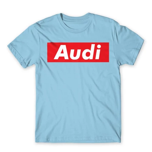 Világoskék Audi férfi rövid ujjú póló - Audi Stripe