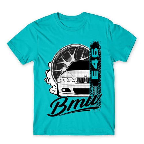 Atollkék BMW férfi rövid ujjú póló - BMW E46 Badge