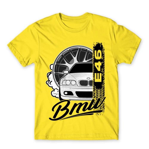 Citromsárga BMW férfi rövid ujjú póló - BMW E46 Badge