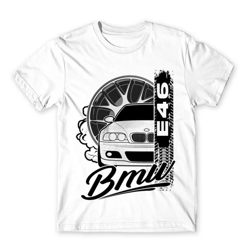 Fehér BMW férfi rövid ujjú póló - BMW E46 Badge