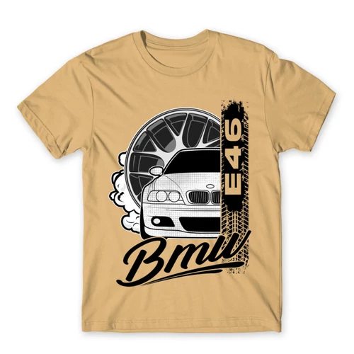 Homok BMW férfi rövid ujjú póló - BMW E46 Badge