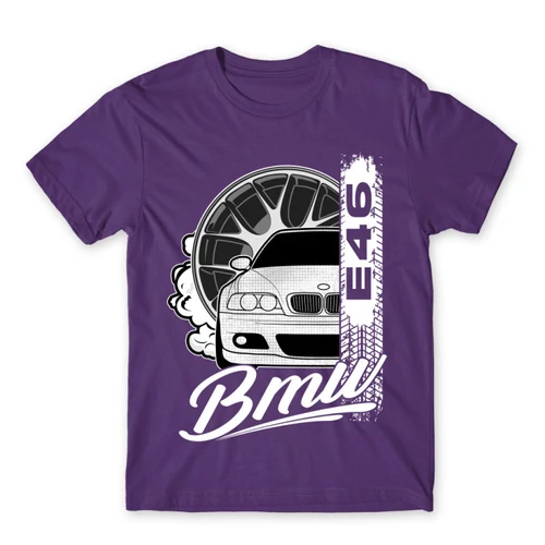 Sötétlila BMW férfi rövid ujjú póló - BMW E46 Badge