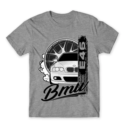 Sportszürke BMW férfi rövid ujjú póló - BMW E46 Badge