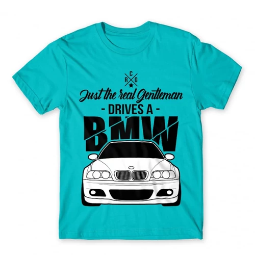 Atollkék BMW férfi rövid ujjú póló - Just the real Gentleman - BMW E46