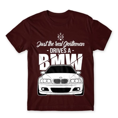 Bordó BMW férfi rövid ujjú póló - Just the real Gentleman - BMW E46