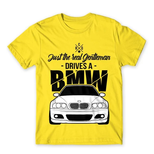 Citromsárga BMW férfi rövid ujjú póló - Just the real Gentleman - BMW E46
