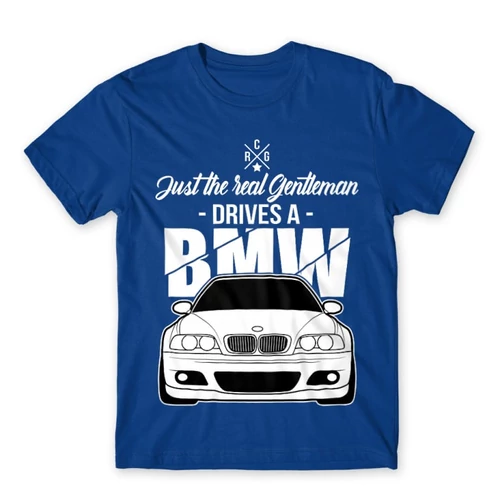 Királykék BMW férfi rövid ujjú póló - Just the real Gentleman - BMW E46