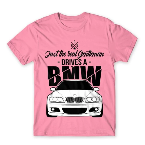 Világos rózsaszín BMW férfi rövid ujjú póló - Just the real Gentleman - BMW E46
