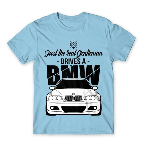 Világoskék BMW férfi rövid ujjú póló - Just the real Gentleman - BMW E46