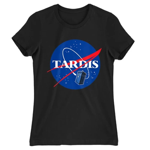 Fekete NASA női rövid ujjú póló - Tardis