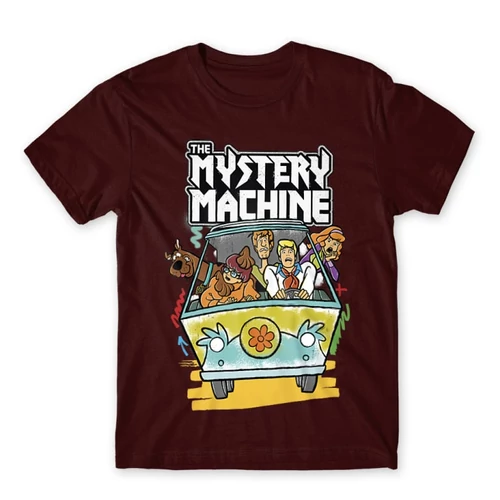 Bordó Scooby-Doo férfi rövid ujjú póló - The Mystery Machine