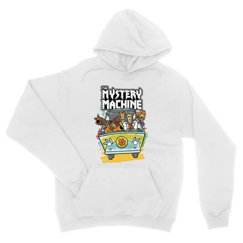 Fehér Scooby-Doo unisex kapucnis pulóver - The Mystery Machine