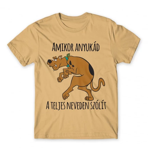Homok Scooby-Doo férfi rövid ujjú póló - Amikor anyukád a teljes neveden szólít