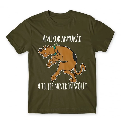 Khaki Scooby-Doo férfi rövid ujjú póló - Amikor anyukád a teljes neveden szólít
