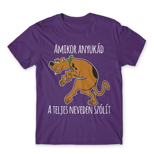 Sötétlila Scooby-Doo férfi rövid ujjú póló - Amikor anyukád a teljes neveden szólít