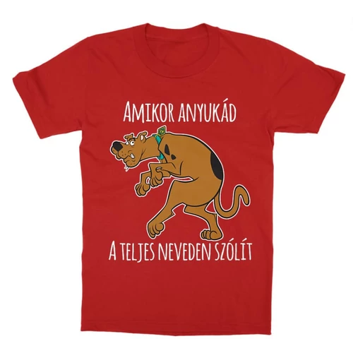 Piros Scooby-Doo gyerek rövid ujjú póló - Amikor anyukád a teljes neveden szólít
