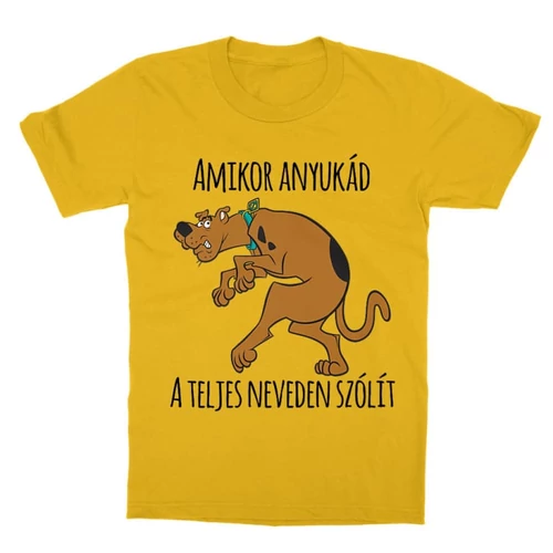 Sárga Scooby-Doo gyerek rövid ujjú póló - Amikor anyukád a teljes neveden szólít