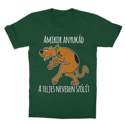 Sötétzöld Scooby-Doo gyerek rövid ujjú póló - Amikor anyukád a teljes neveden szólít