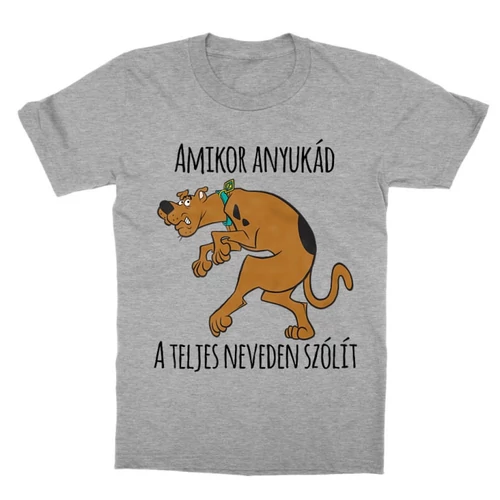 Sportszürke Scooby-Doo gyerek rövid ujjú póló - Amikor anyukád a teljes neveden szólít