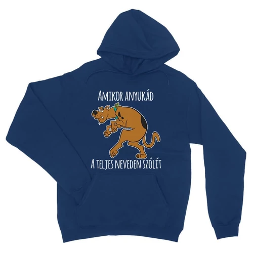 Királykék Scooby-Doo unisex kapucnis pulóver - Amikor anyukád a teljes neveden szólít