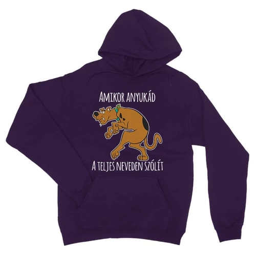 Sötétlila Scooby-Doo unisex kapucnis pulóver - Amikor anyukád a teljes neveden szólít