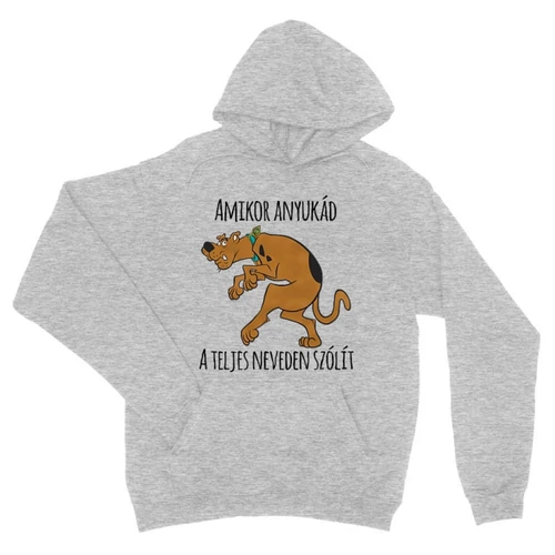 Sportszürke Scooby-Doo unisex kapucnis pulóver - Amikor anyukád a teljes neveden szólít