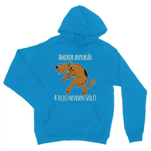 Zafírkék Scooby-Doo unisex kapucnis pulóver - Amikor anyukád a teljes neveden szólít