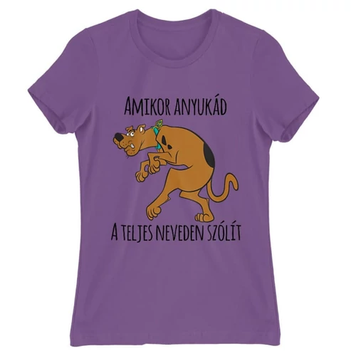 Világoslila Scooby-Doo női rövid ujjú póló - Amikor anyukád a teljes neveden szólít
