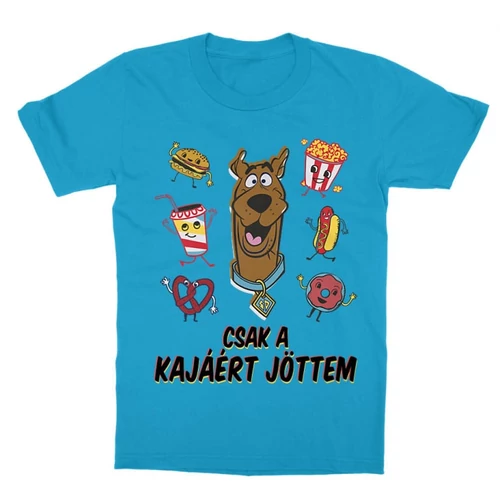 Atollkék Scooby-Doo gyerek rövid ujjú póló - Csak a kajáért jöttem