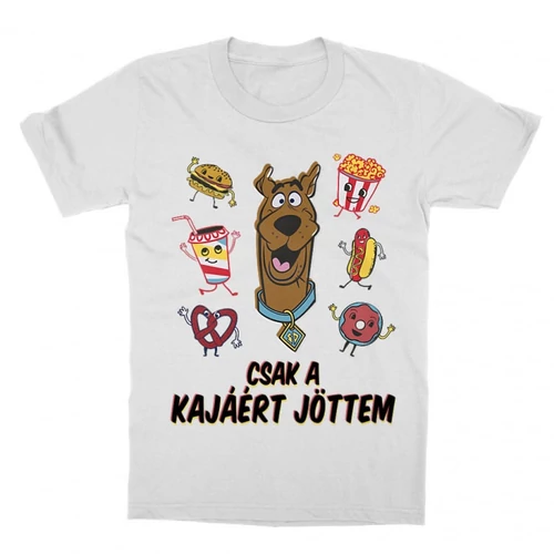 Fehér Scooby-Doo gyerek rövid ujjú póló - Csak a kajáért jöttem