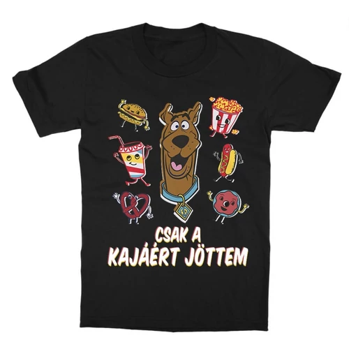 Fekete Scooby-Doo gyerek rövid ujjú póló - Csak a kajáért jöttem
