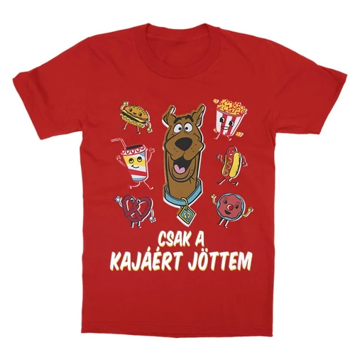 Piros Scooby-Doo gyerek rövid ujjú póló - Csak a kajáért jöttem