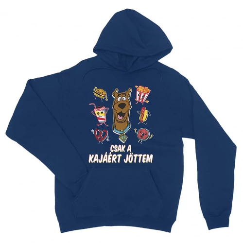 Királykék Scooby-Doo unisex kapucnis pulóver - Csak a kajáért jöttem