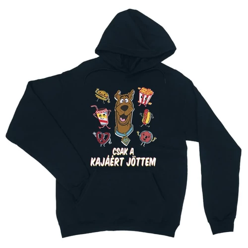Sötétkék Scooby-Doo unisex kapucnis pulóver - Csak a kajáért jöttem