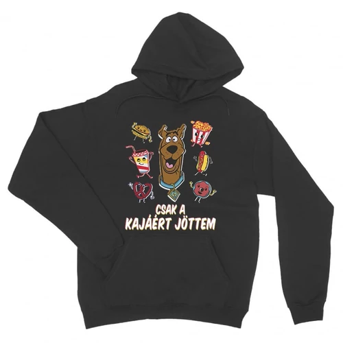 Sötétszükre Scooby-Doo unisex kapucnis pulóver - Csak a kajáért jöttem