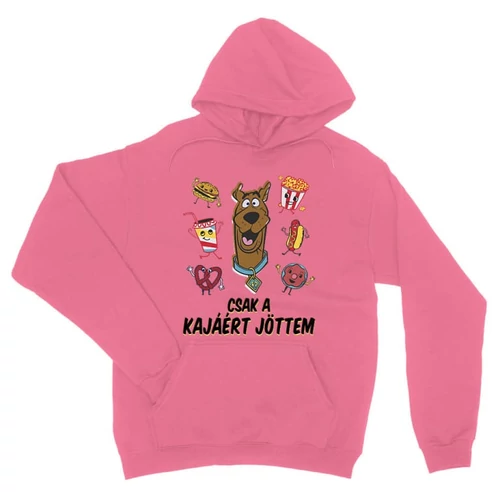 Világos rózsaszín Scooby-Doo unisex kapucnis pulóver - Csak a kajáért jöttem