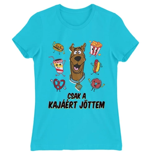 Atollkék Scooby-Doo női rövid ujjú póló - Csak a kajáért jöttem