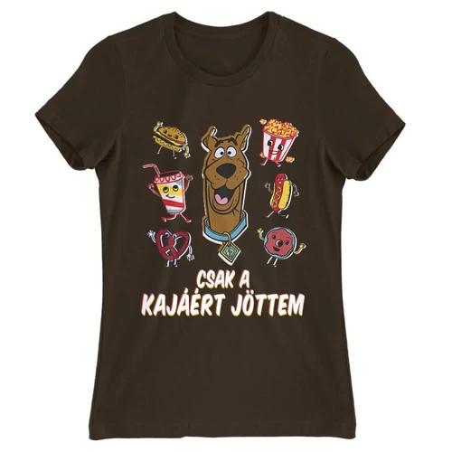 Barna Scooby-Doo női rövid ujjú póló - Csak a kajáért jöttem