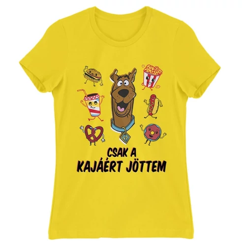 Citromsárga Scooby-Doo női rövid ujjú póló - Csak a kajáért jöttem