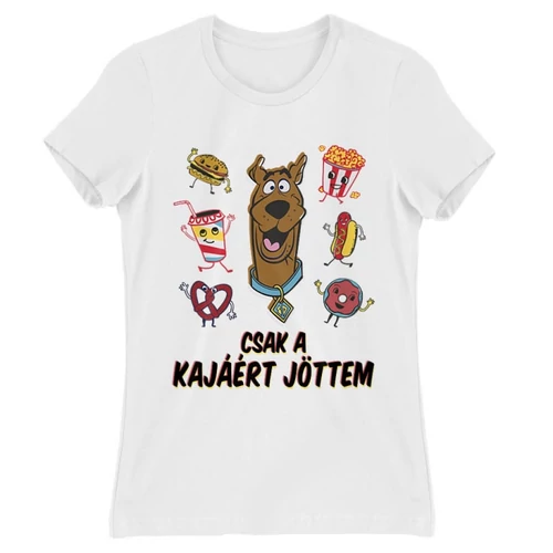 Fehér Scooby-Doo női rövid ujjú póló - Csak a kajáért jöttem