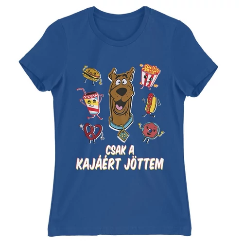 Királykék Scooby-Doo női rövid ujjú póló - Csak a kajáért jöttem