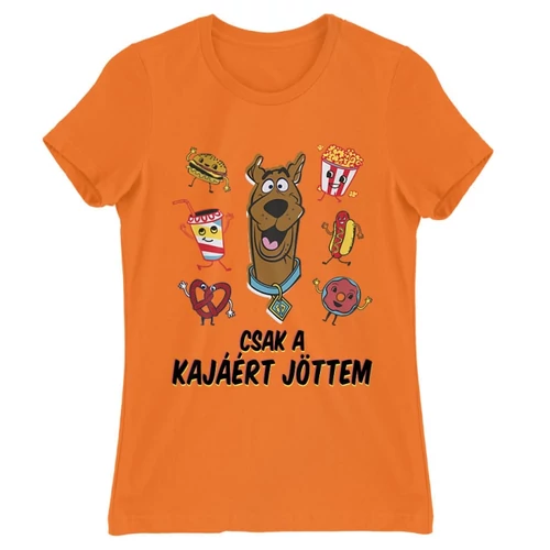 Narancs Scooby-Doo női rövid ujjú póló - Csak a kajáért jöttem
