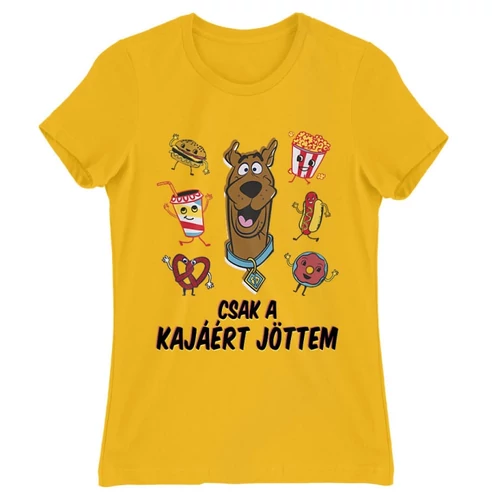 Sárga Scooby-Doo női rövid ujjú póló - Csak a kajáért jöttem