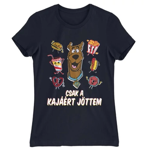 Sötétkék Scooby-Doo női rövid ujjú póló - Csak a kajáért jöttem