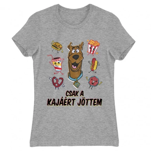 Sportszürke Scooby-Doo női rövid ujjú póló - Csak a kajáért jöttem