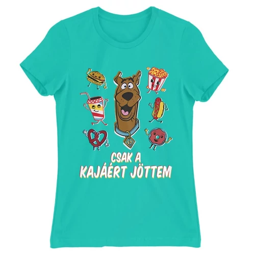 Türkiz Scooby-Doo női rövid ujjú póló - Csak a kajáért jöttem