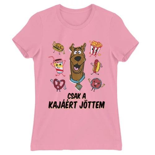 Világos rózsaszín Scooby-Doo női rövid ujjú póló - Csak a kajáért jöttem