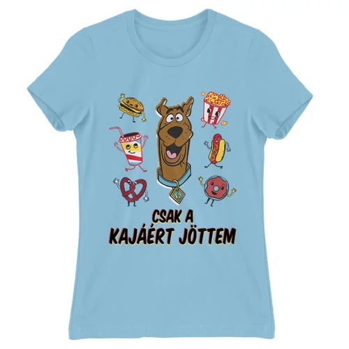 Világoskék Scooby-Doo női rövid ujjú póló - Csak a kajáért jöttem
