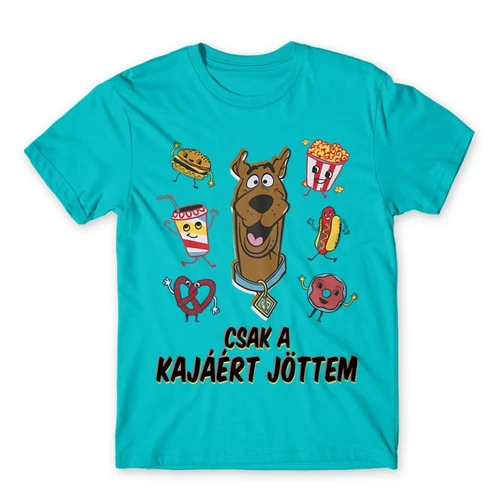 Atollkék Scooby-Doo férfi rövid ujjú póló - Csak a kajáért jöttem