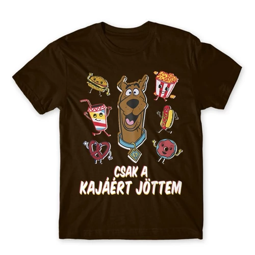 Barna Scooby-Doo férfi rövid ujjú póló - Csak a kajáért jöttem